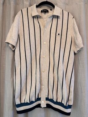 Classic Ben Sherman 100% Cotton Striped Knit Polo - Size M